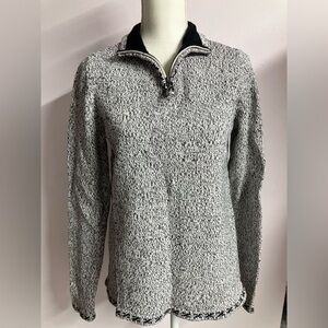 Christopher & Banks Women’s Pullover Sweater, M, Quarter Zipper, Black/White